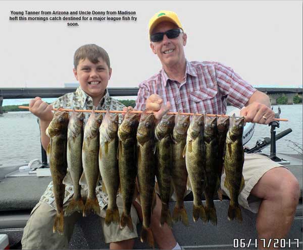 Capt Ron Smith shows clients where the St. Croix walleye are.